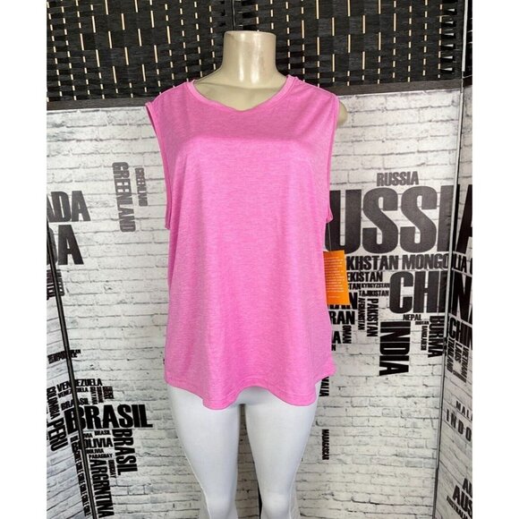 Avia Plus XL Pink Heather Crew Neck Moisture Wicking Muscle Tank Top - Picture 1 of 5